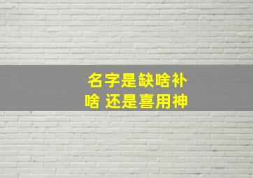 名字是缺啥补啥 还是喜用神